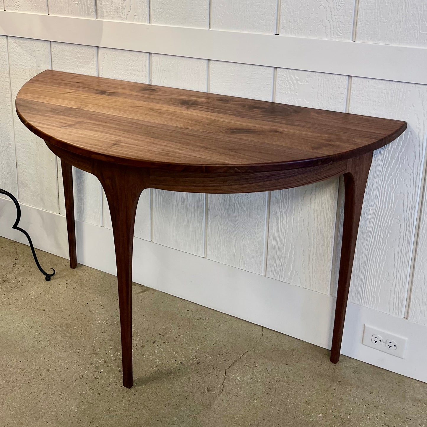 Walnut Demi Lune Side Table Console