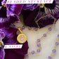 Adelaide Harris hand beaded Amethyst and 14k gold filled necklace with 14k gold angel (large charm)
