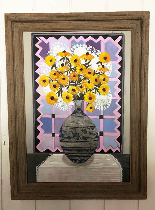 John Funt "Flowers Before a Quilt"