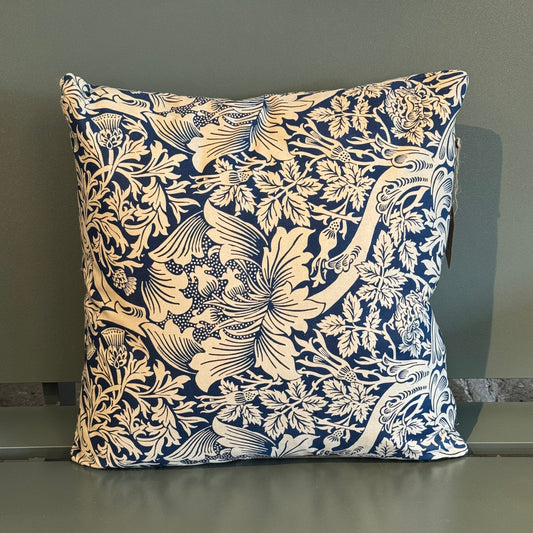 Dim Gray William Morris Rose and Thistle Pillow Rescued Textiles