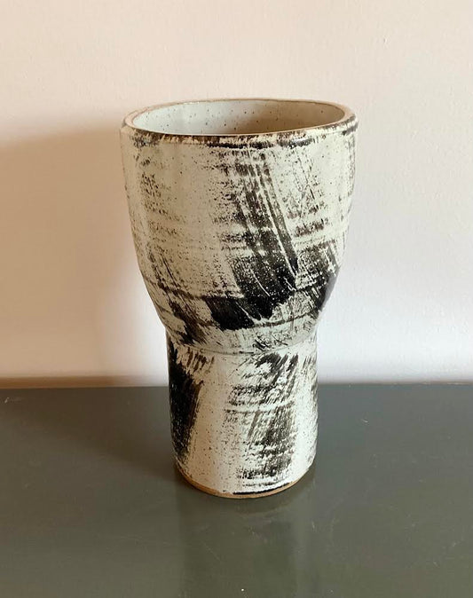 Claude Renaud - White and Black Flared Vase