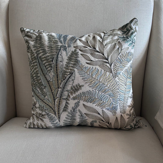 Embroidered Fern Pillow