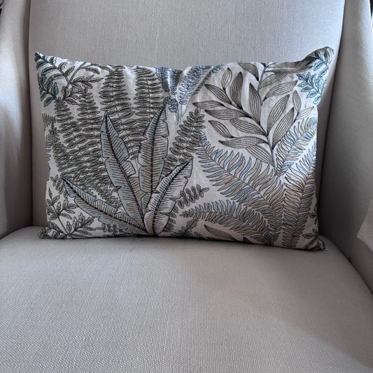 Embroidered Fern Pillow
