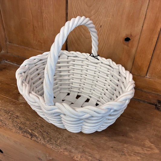 Italian White Ceramic Basket