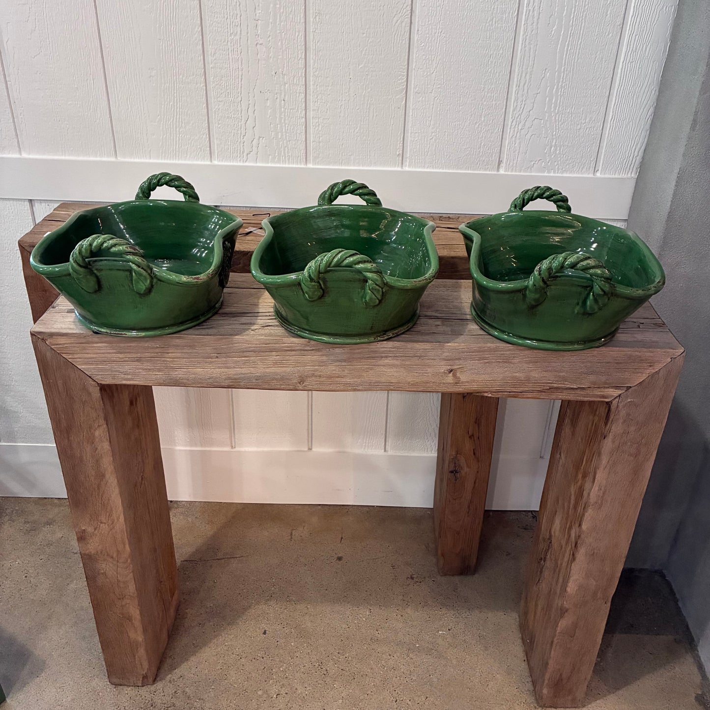 Italian Green Pottery Basket