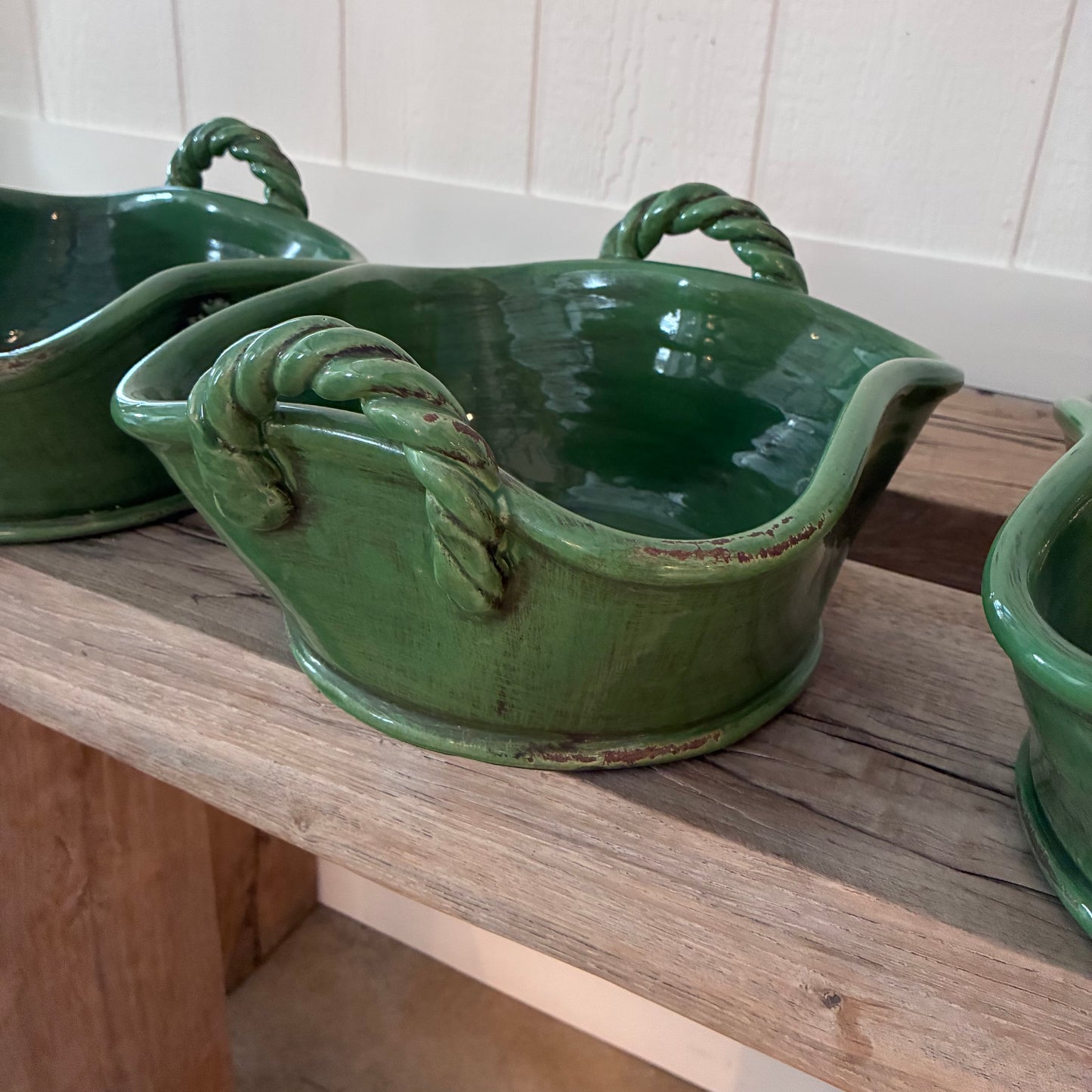 Italian Green Pottery Basket