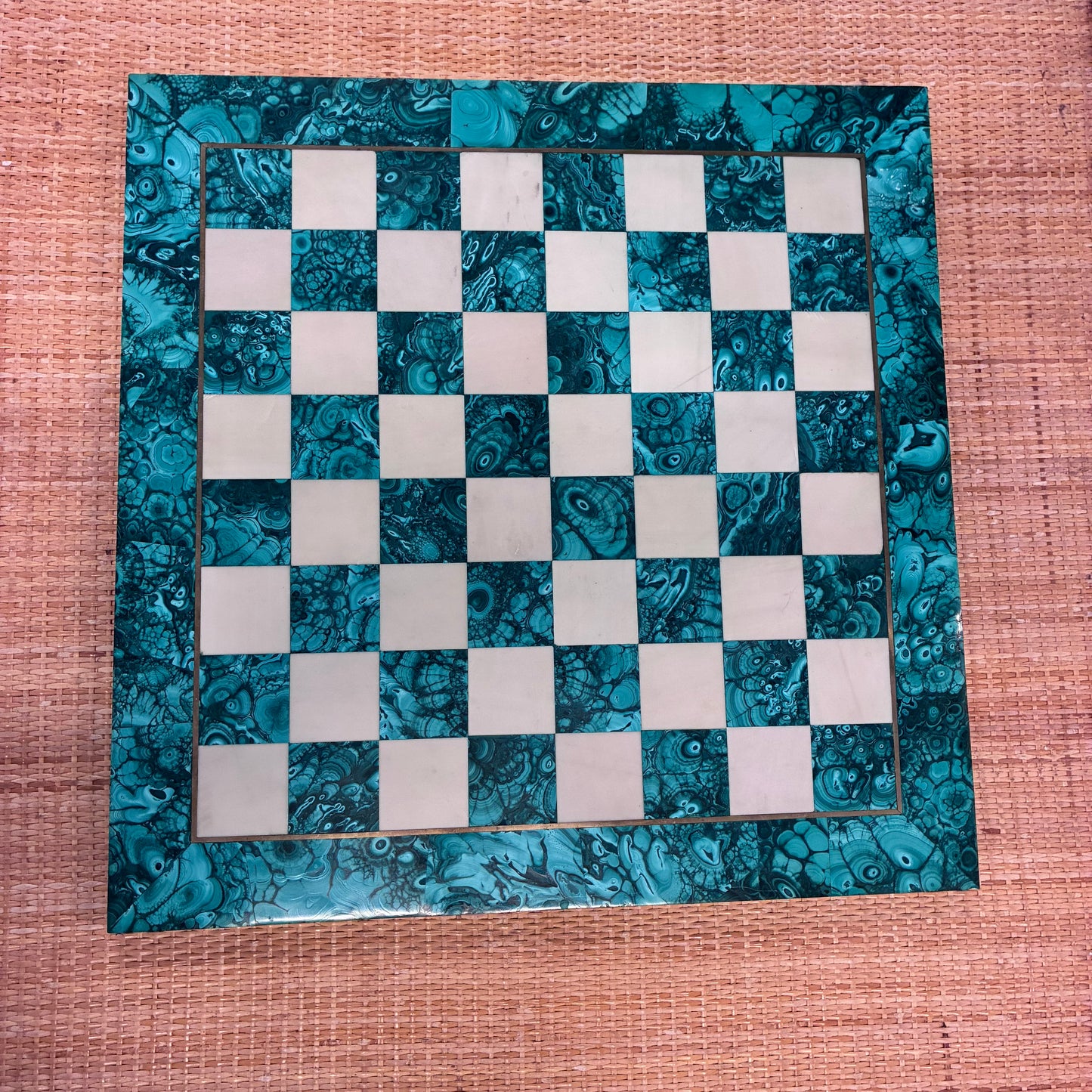 Malachite and White Marble Chess Board
