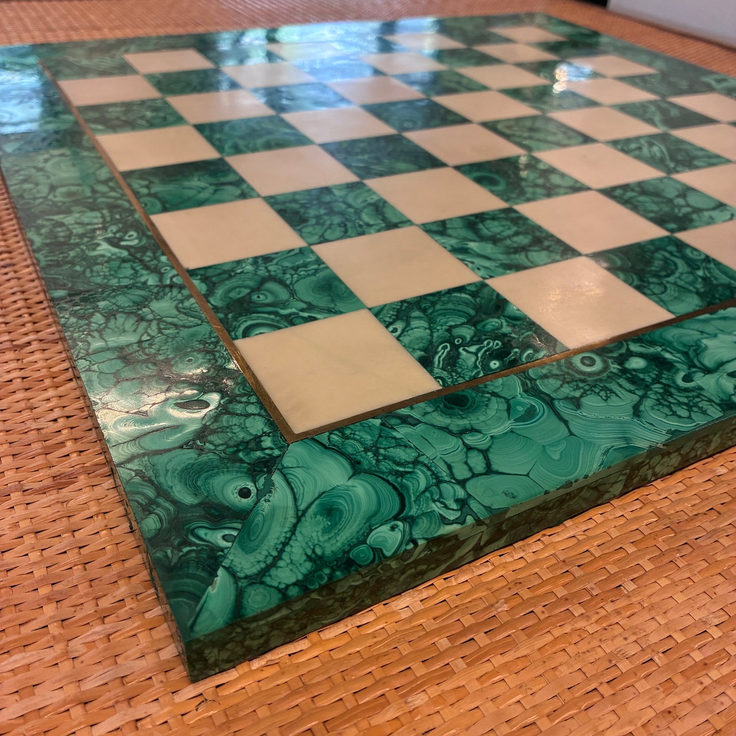 Malachite and White Marble Chess Board