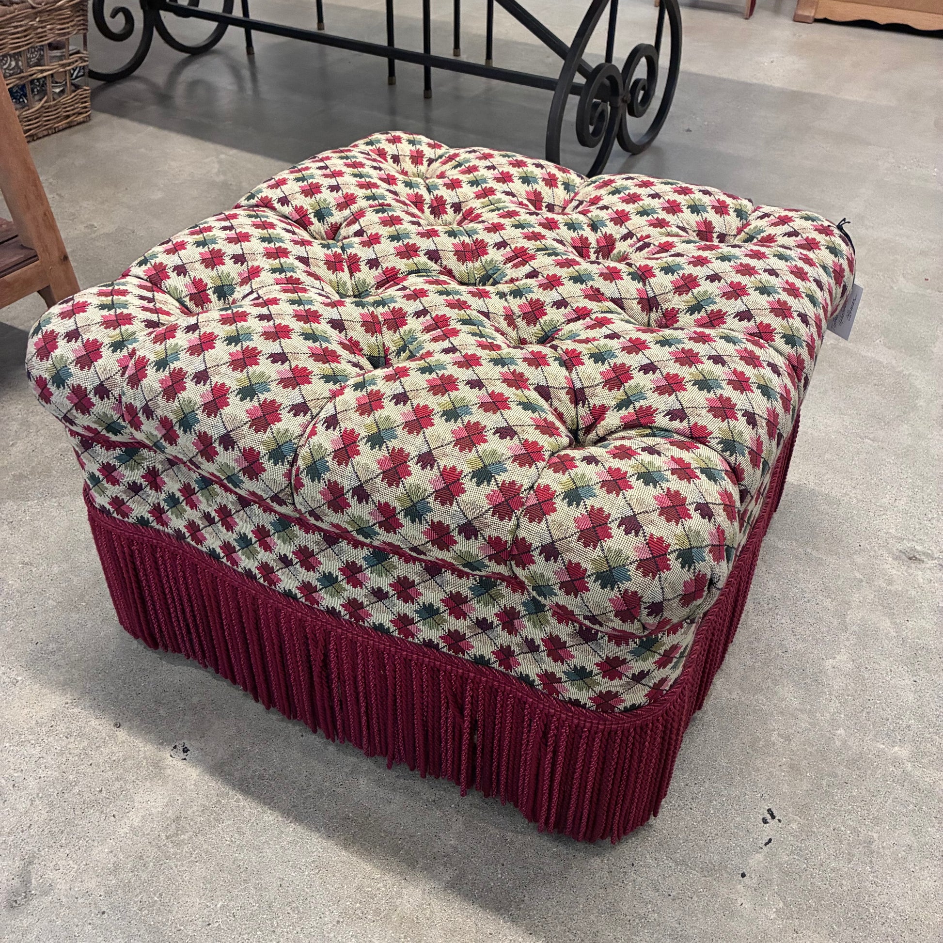 Gray Tufted Upholstered Ottoman Pete Hathaway
