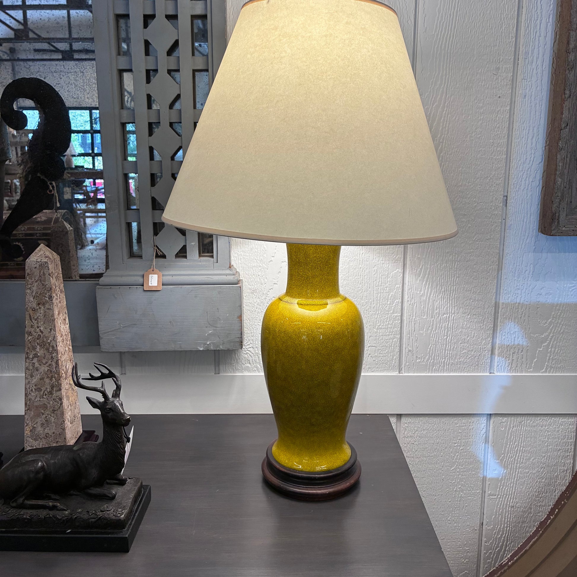 Dark Gray Pair of Chinese Style Acid-Yellow Ceramic Lamps Pete Hathaway