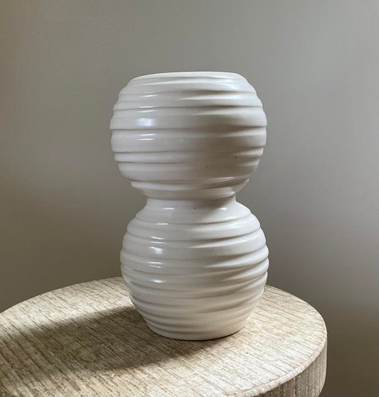 Claude Renaud - Double Striped Bubble Vase White