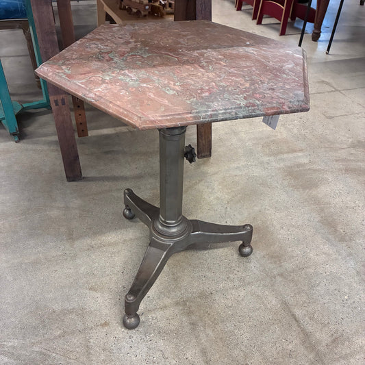 Dark Gray Unusual Marble-Top Steel Table Pete Hathaway
