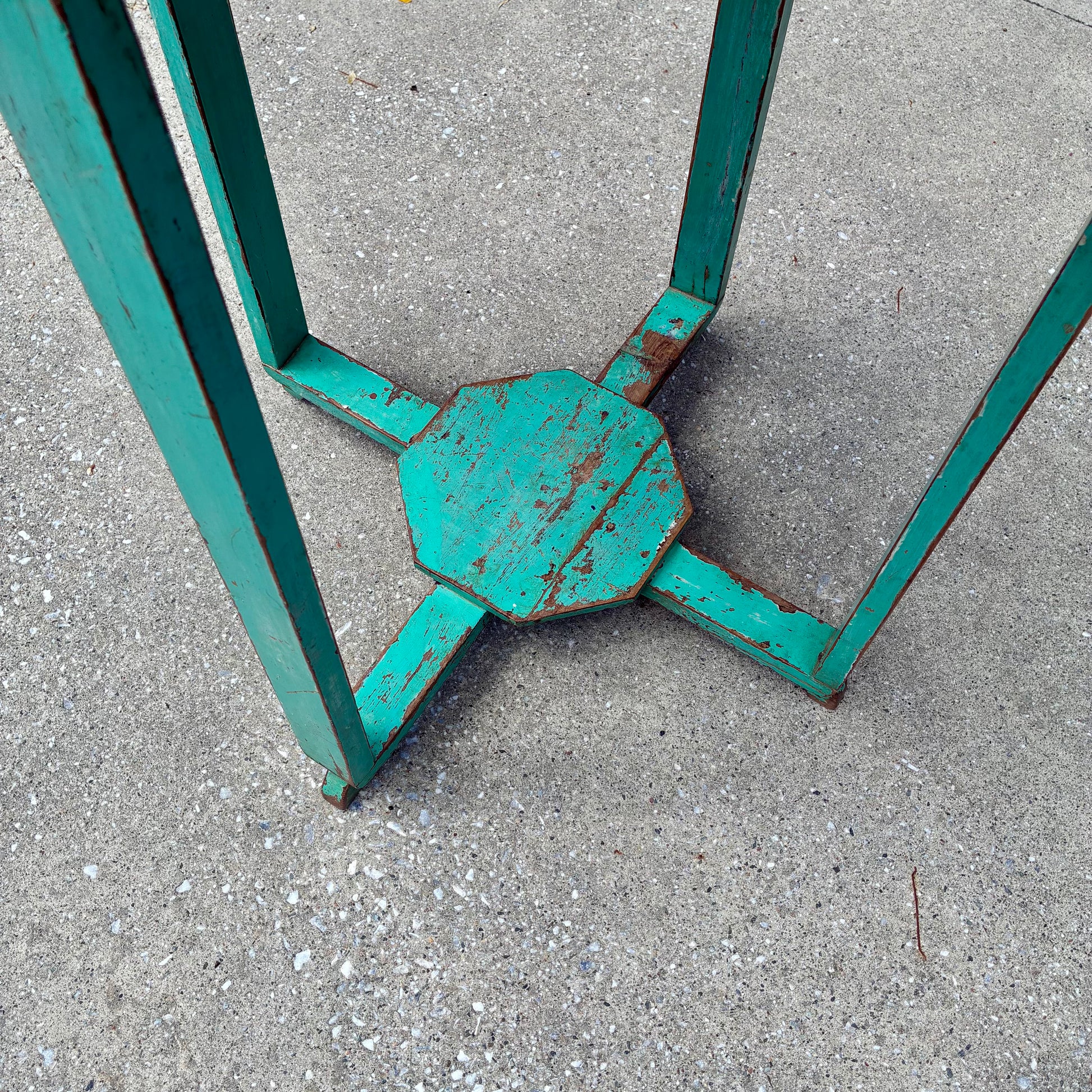 Dark Gray Octagonal Green-Painted Table Pete Hathaway