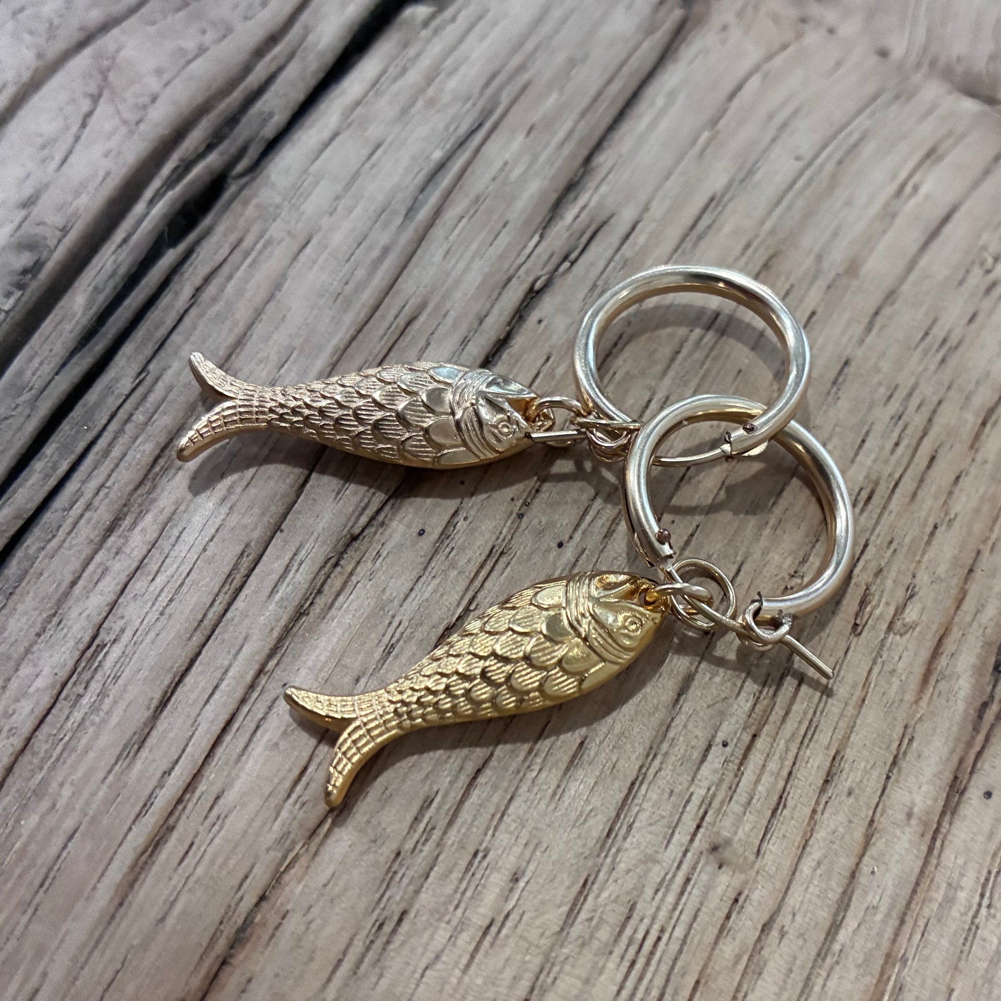 Dark Sea Green Gold Fish Earrings Adelaide Harris