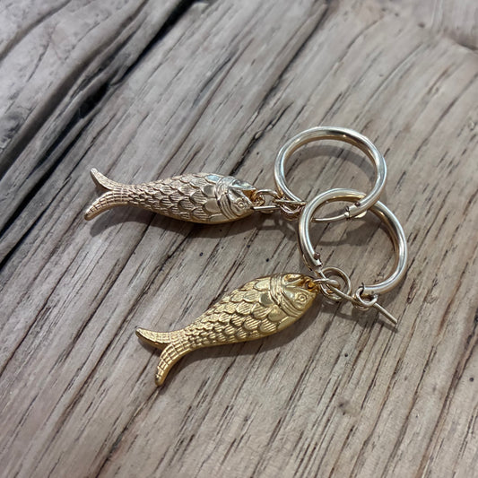 Dark Sea Green Gold Fish Earrings Adelaide Harris