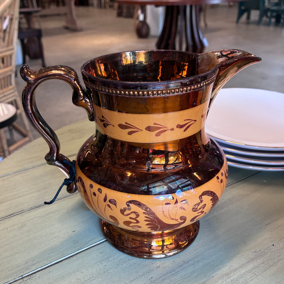 Copper Lusterware Pitcher