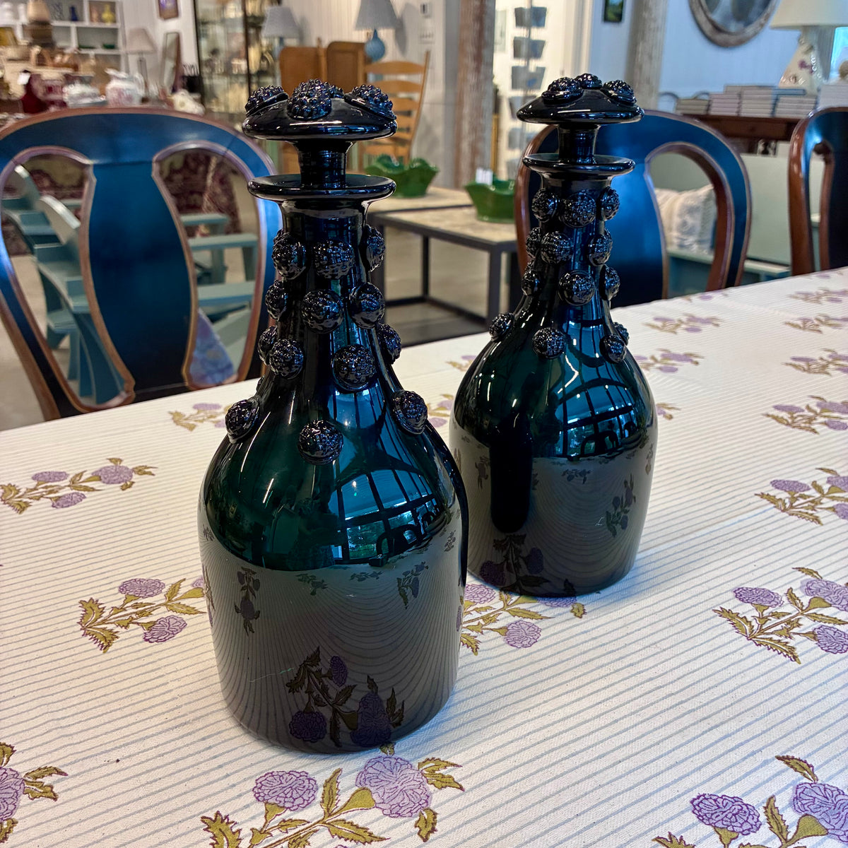 Pair of German Dark Green Riesling Decanters