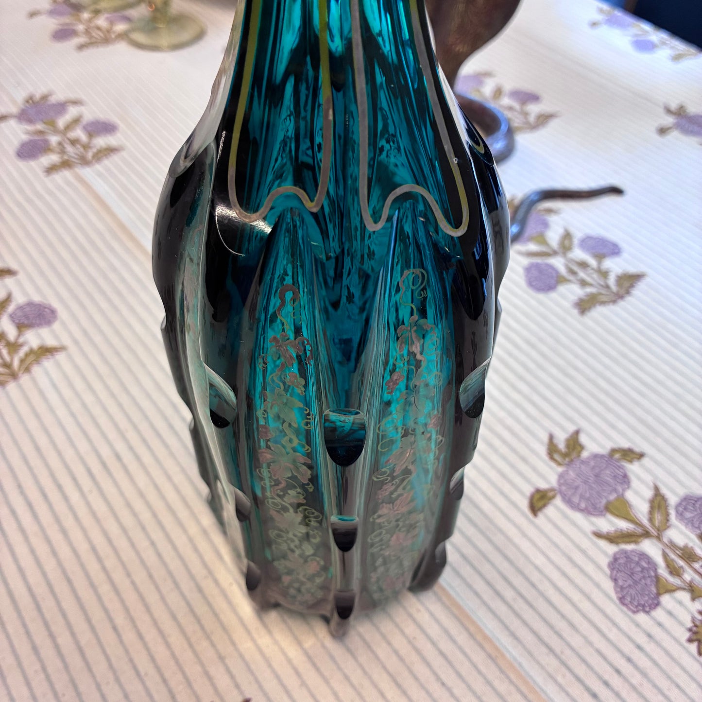 Light Gray Bristol Gilt Decorated Green Glass Decanter Pete Hathaway