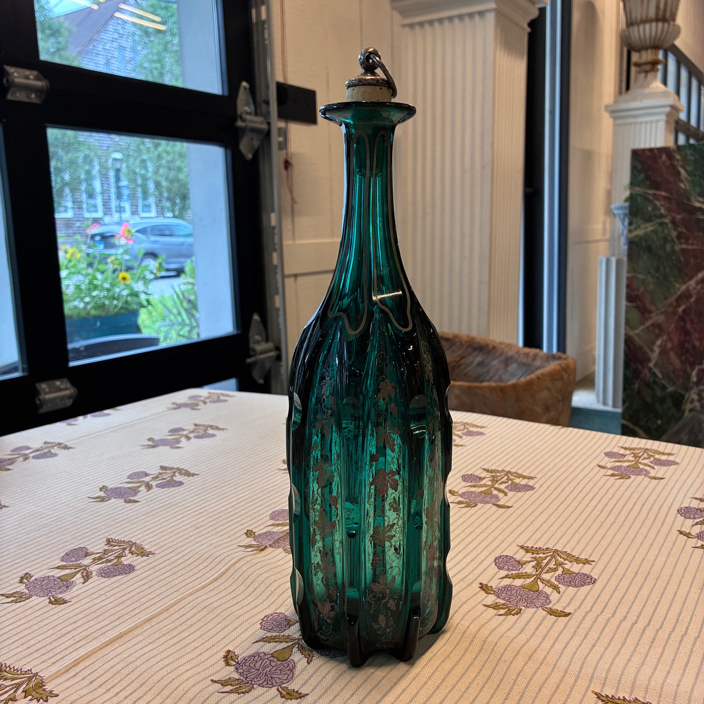 Black Bristol Gilt Decorated Green Glass Decanter Pete Hathaway
