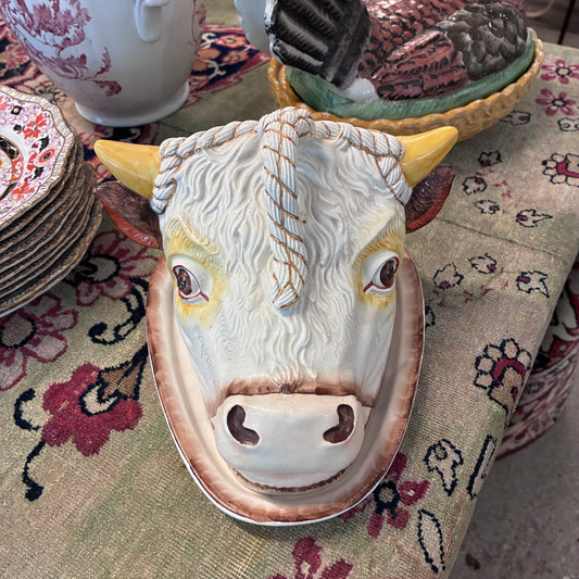 Rosy Brown English Pottery Cow Head Form Cheese Dome Pete Hathaway