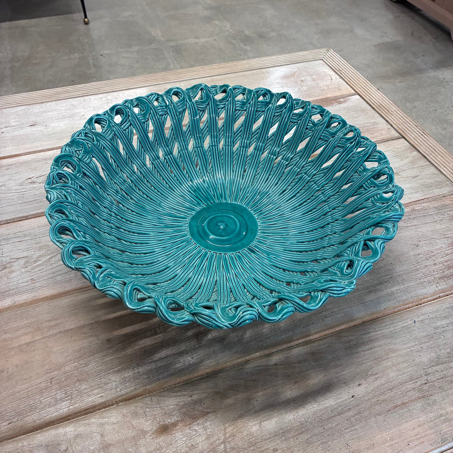 Rosy Brown Italian Pottery Basket, Made for Neiman Marcus Pete Hathaway