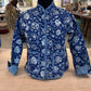 Tan Handmade Block Print Quilted Reversible Jacket - Blue+ Stripes 100 Main