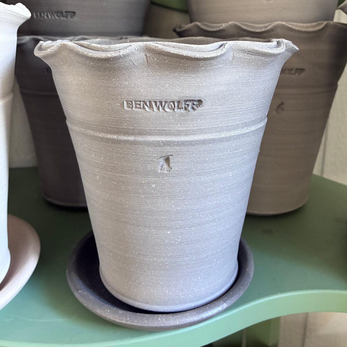 Dark Slate Gray #4 Scalloped Garden Pot Grey Ben Wolff