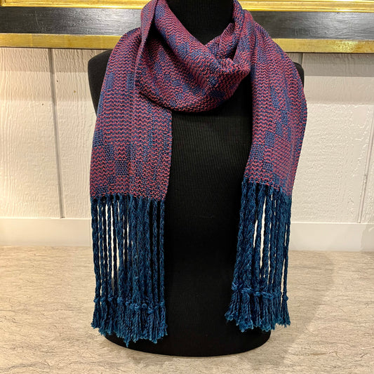 Handwoven Tencel Pink & Blue Scarf