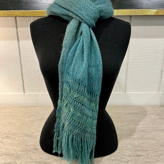Handwoven Mohair Scarf in Teal