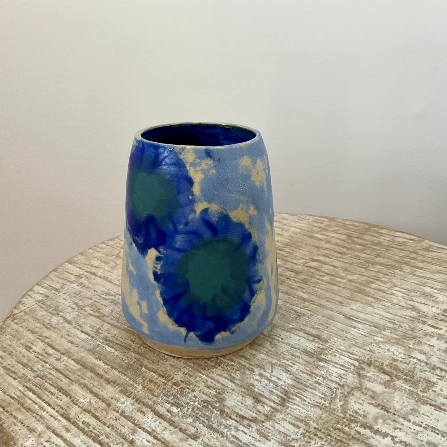 Powder Blue Flowered 4" vase