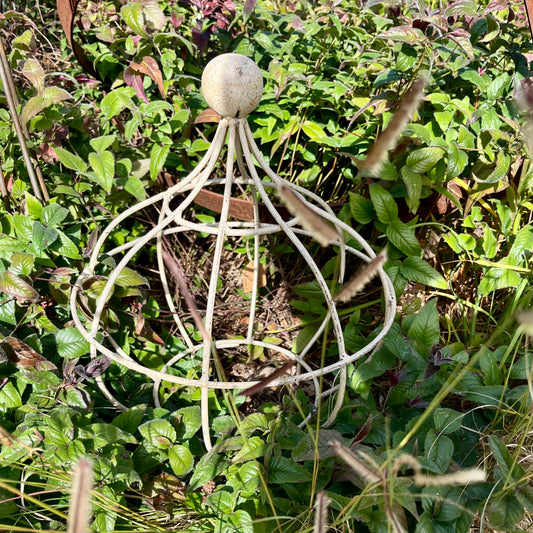 Wrought Iron Ball Top Topiary in Acid White - Small