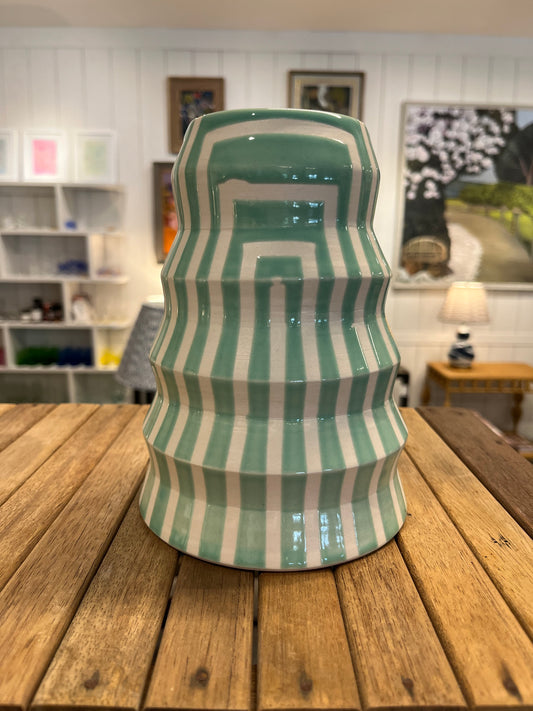 Celadon White Striped Vase