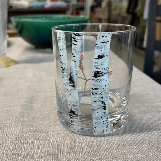 Etched Birch Whiskey Glass