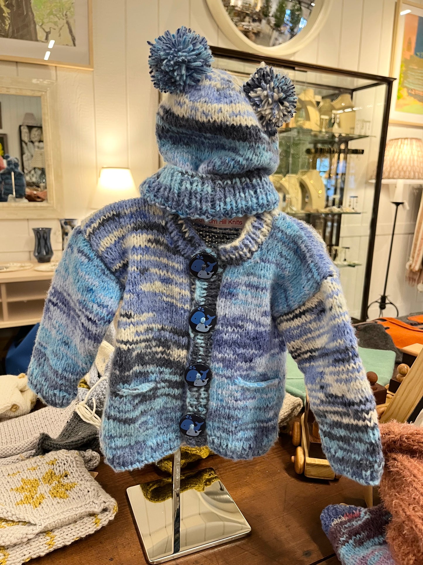 Whale Buttons Children’s Sweater & Hat Set