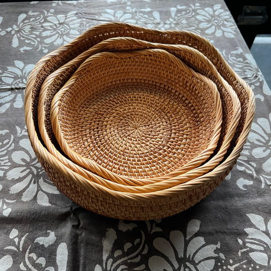 Scalloped Rattan Woven Basket