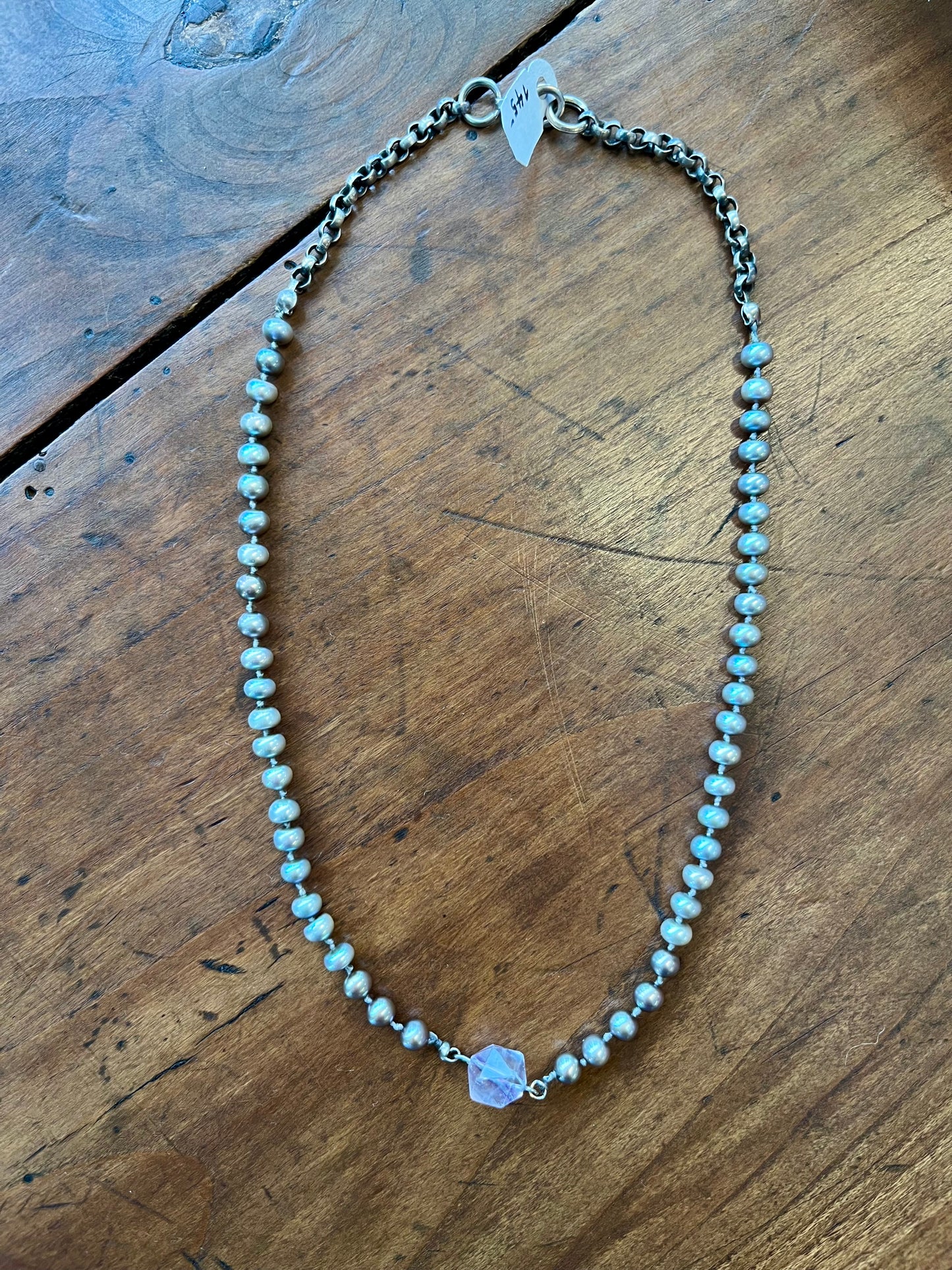 Beaded Fresh Water Pearl and Fluorite Necklace