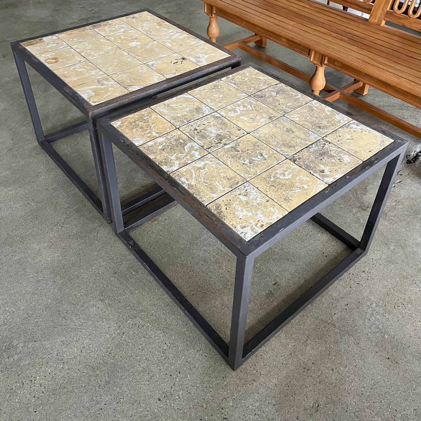 Low Tables Handmade from Antique Sicilian Tiles