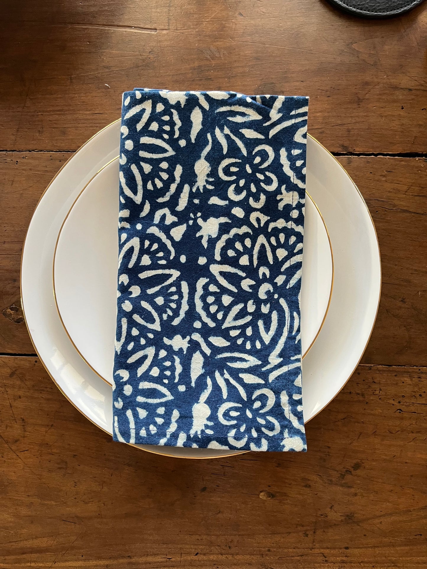 Set of 4 Hand Block Printed Napkins - Indigo