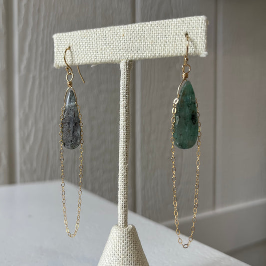 Fluorite Chain Drape Earrings