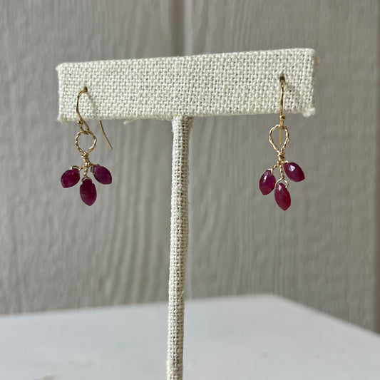 Pink Sapphire Vine Drop Earrings