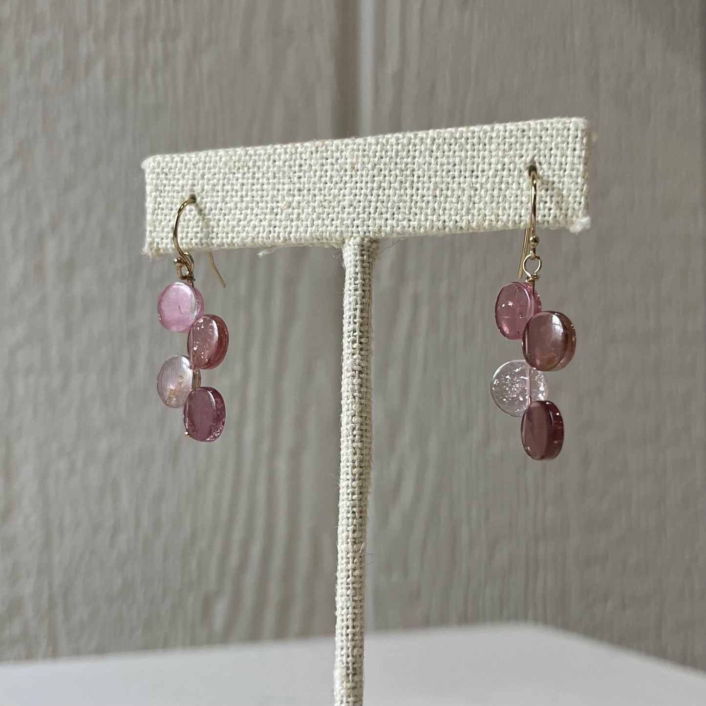 Pink Tourmaline Discs Earrings
