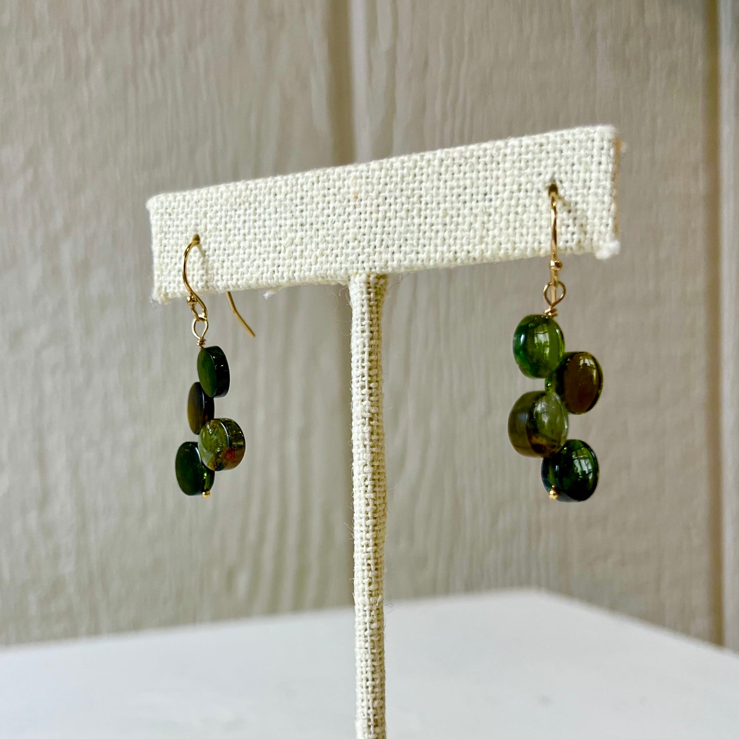 Green Tourmaline Discs Earrings