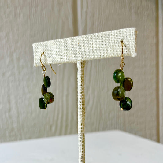 Green Tourmaline Discs Earrings