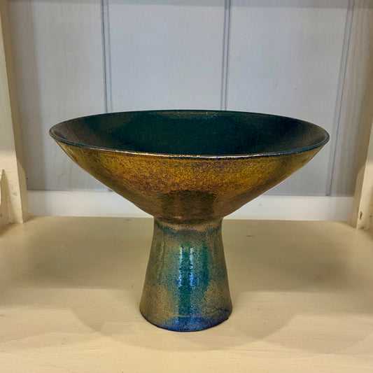 Stoneware Footed Bowl with Lustre Glaze