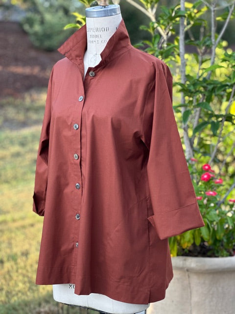 Maroon Orchard Shirt Cotton in Chestnut Haldora