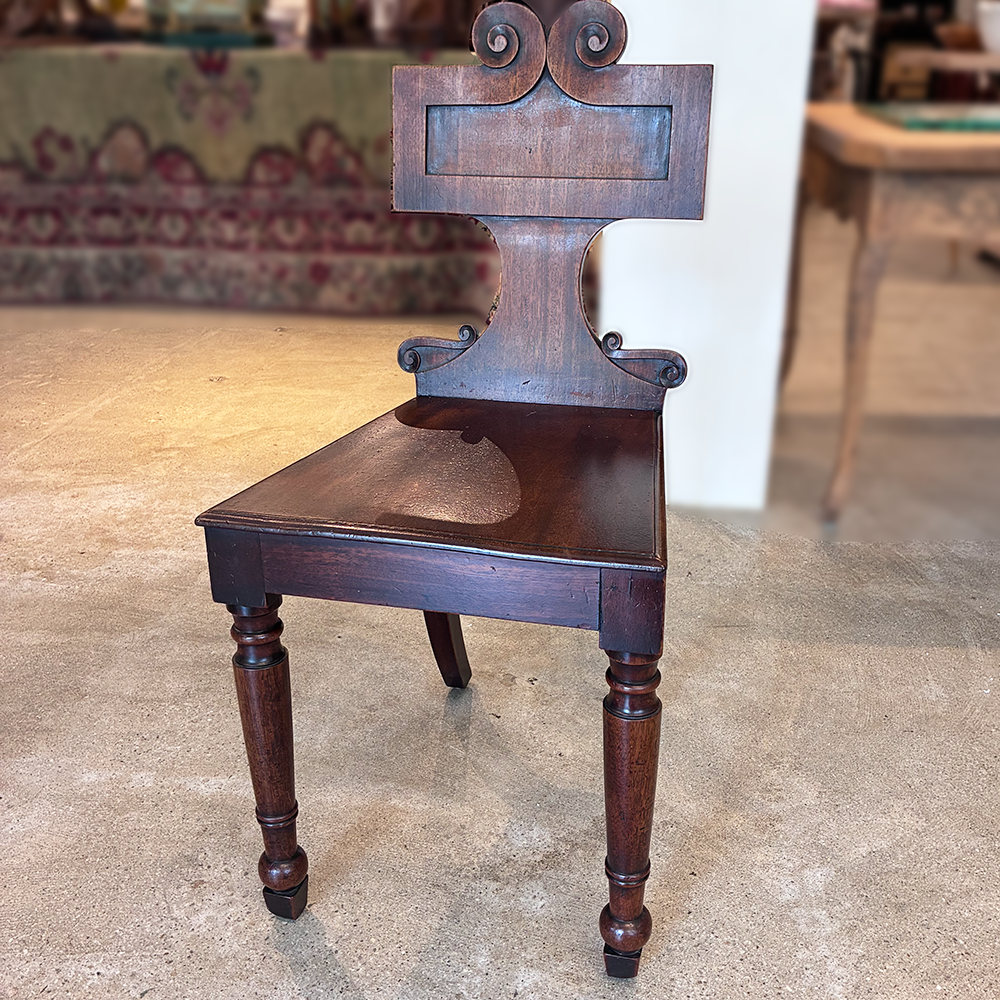 Pair of Regency-Style Mahogany Hall Chairs