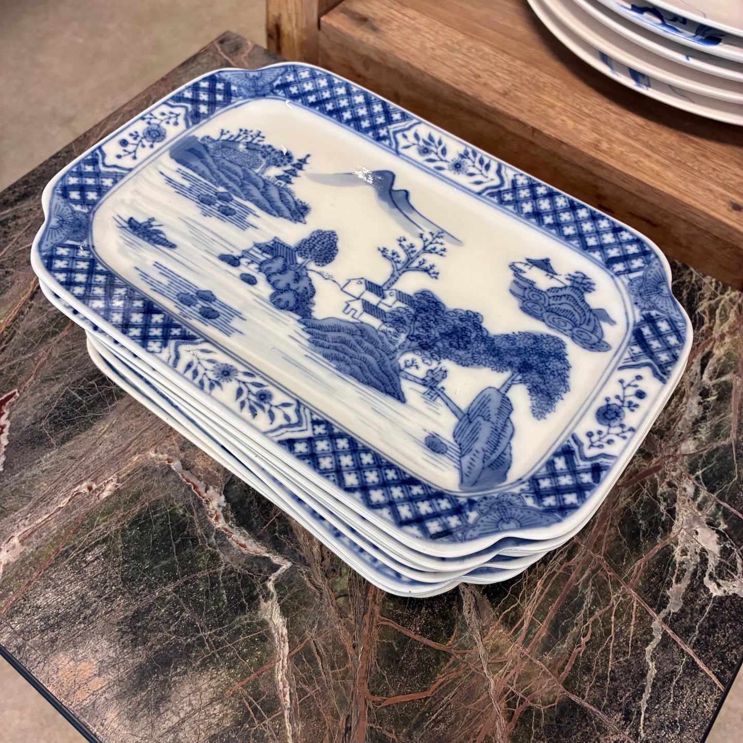 Chinese Blue and White Rectangular Plates