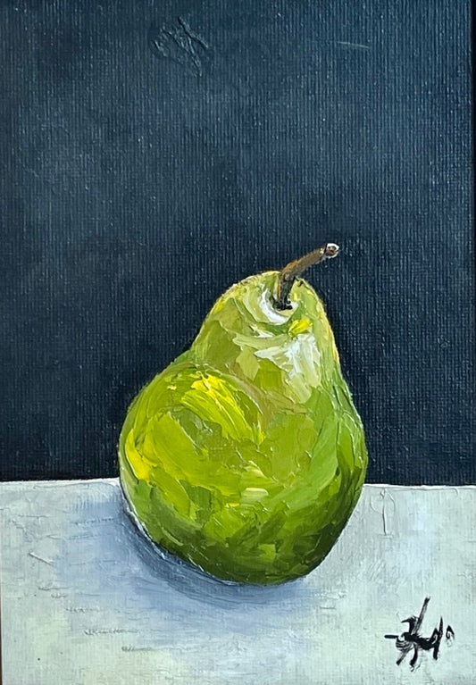 "D'Anjou Pear" by Heidi Kirschner, Oil on Board