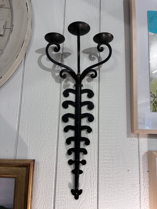 Pair Medieval-Style Three-Arm Sconces