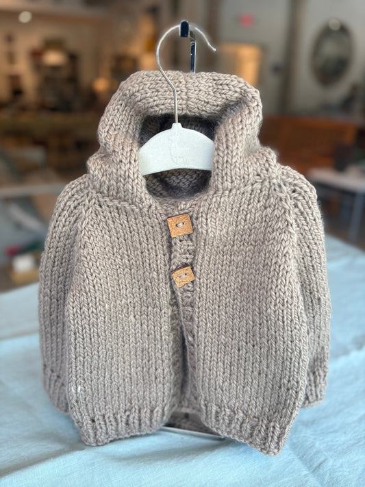 Taupe Baby Sweater with Hood